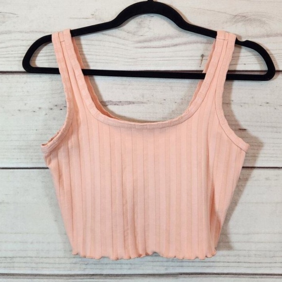 Aerie Peach Ribbed Crop Top - Picture 1 of 9
